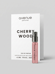 Cherry Wood 2.5ml sample — vial and card, Avenue Perfumes