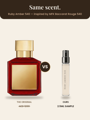 Ruby Amber 540 vs the original — inspired by MFK Baccarat Rouge 540